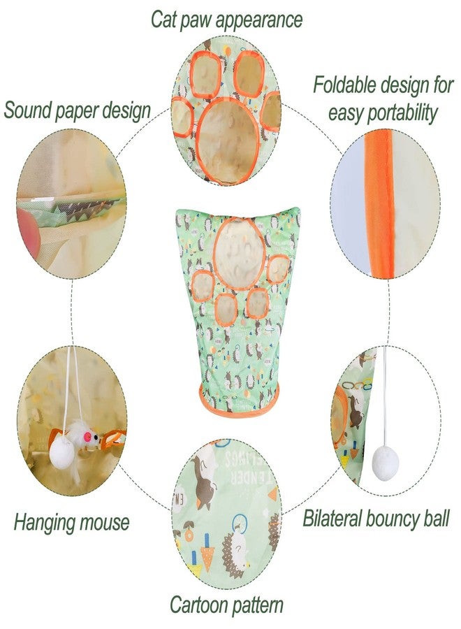 Andiker Cat Tunnel Bags for Indoor Cats, 13x17x12In Foldable Cat Crinkle Bag with 3 White Plush Balls and 1 Mouse 5 Holes for Kitten to Hide and Catch 3 Layers Cat Toy (Hedgehog) - Image 2